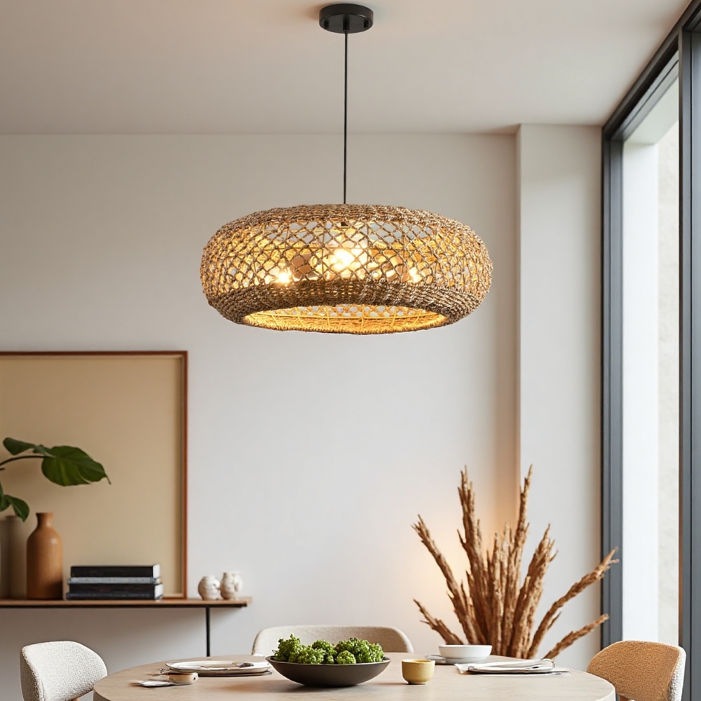Boho Style Vintage Seagrass Pendant Light