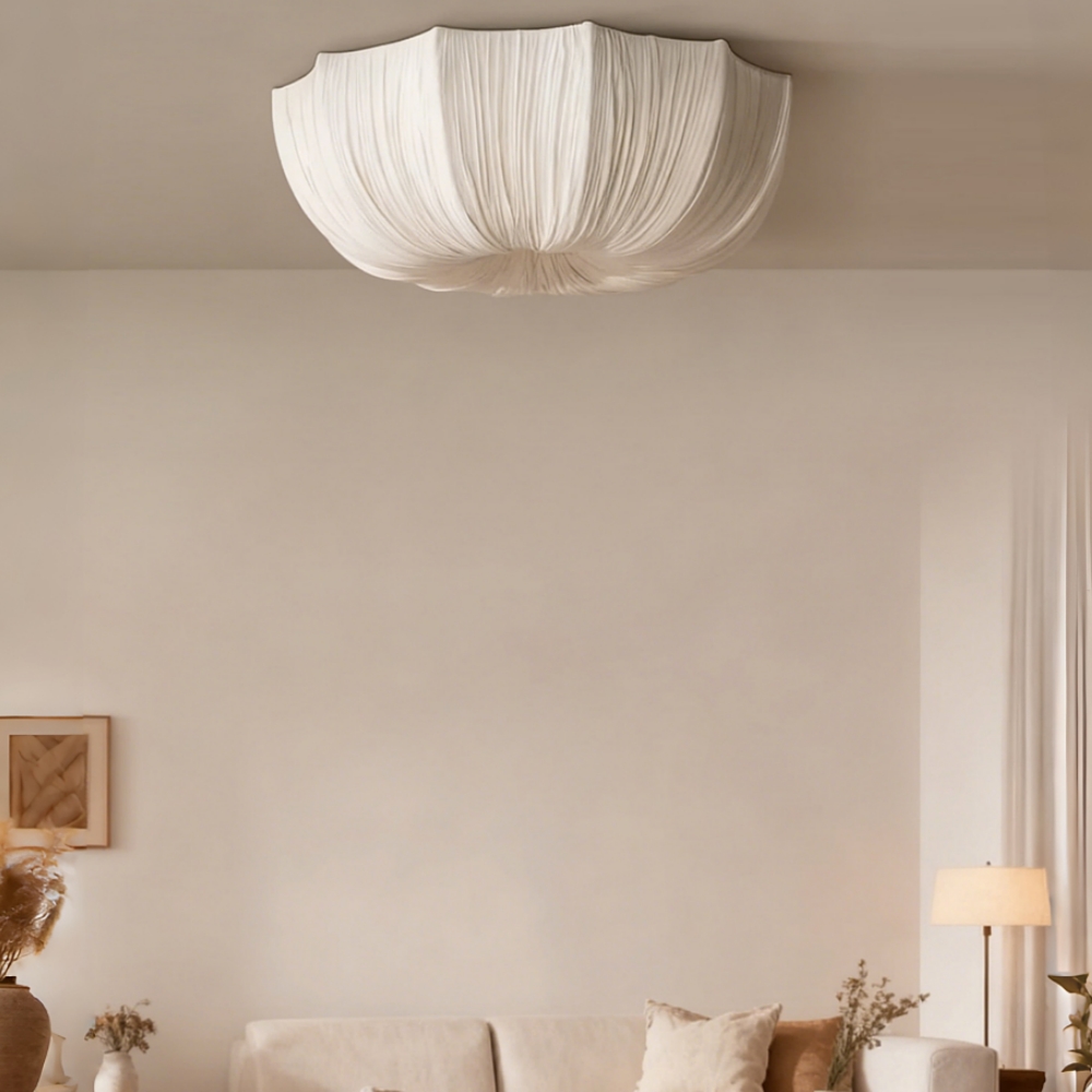 Japanese Retro Wabi-Sabi Style Fabric Pendant Light Living Room Bedroom Lighting Fixtures