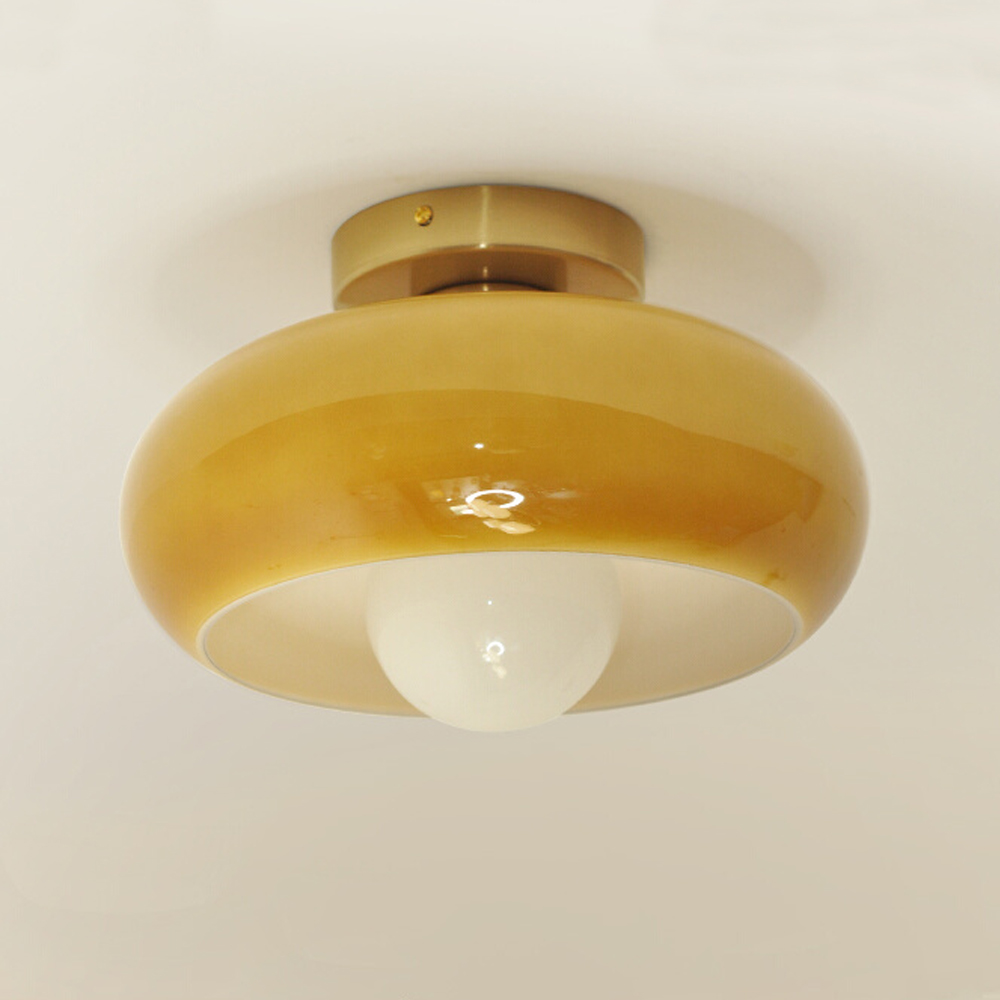 Mid Century Modern Flush Mount Ceiling Lamp Living Room Yellow Chandelier