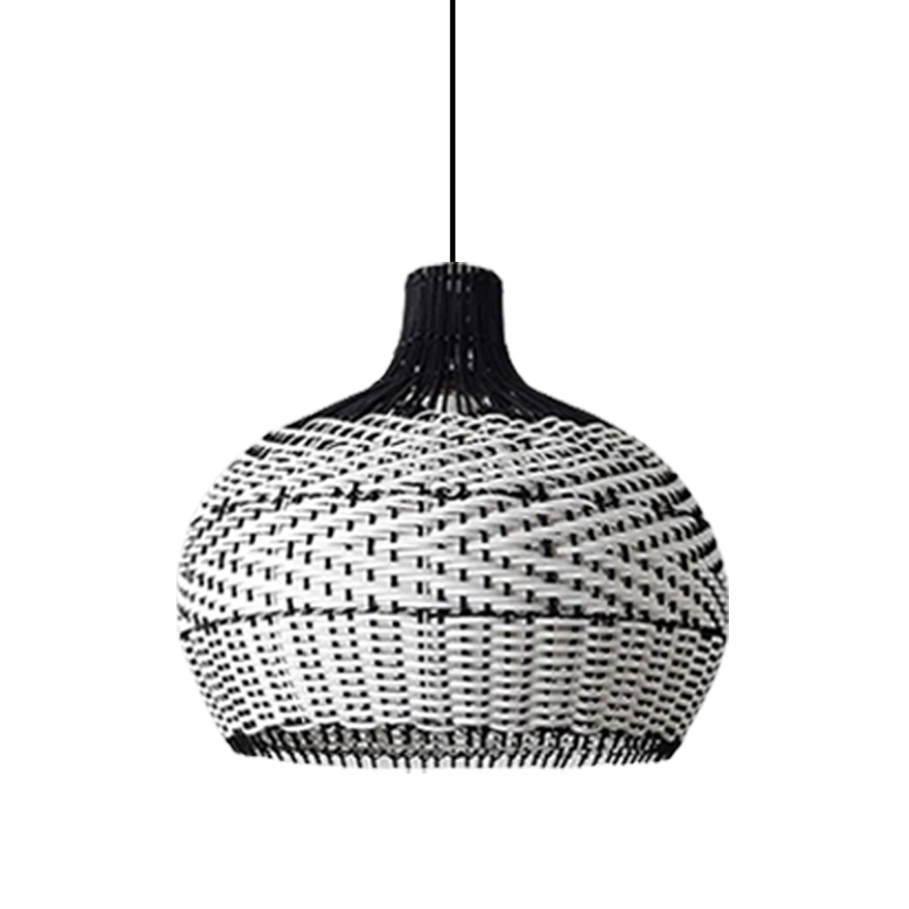 Kitchen Island Wicker Rattan Chandelier Black White Lampshade