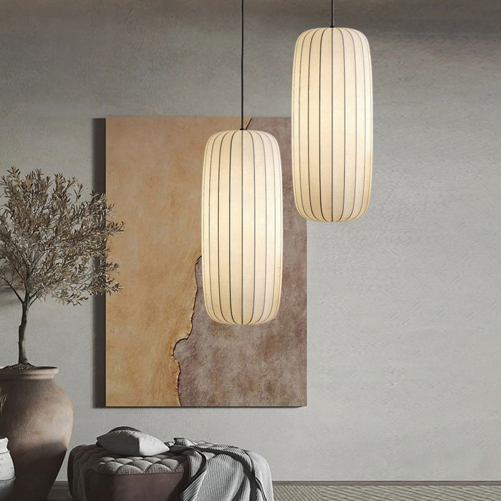 Wabi-Sabi Style Japanese Simple Fabric Pendant Lights Living Room Combination Lamps