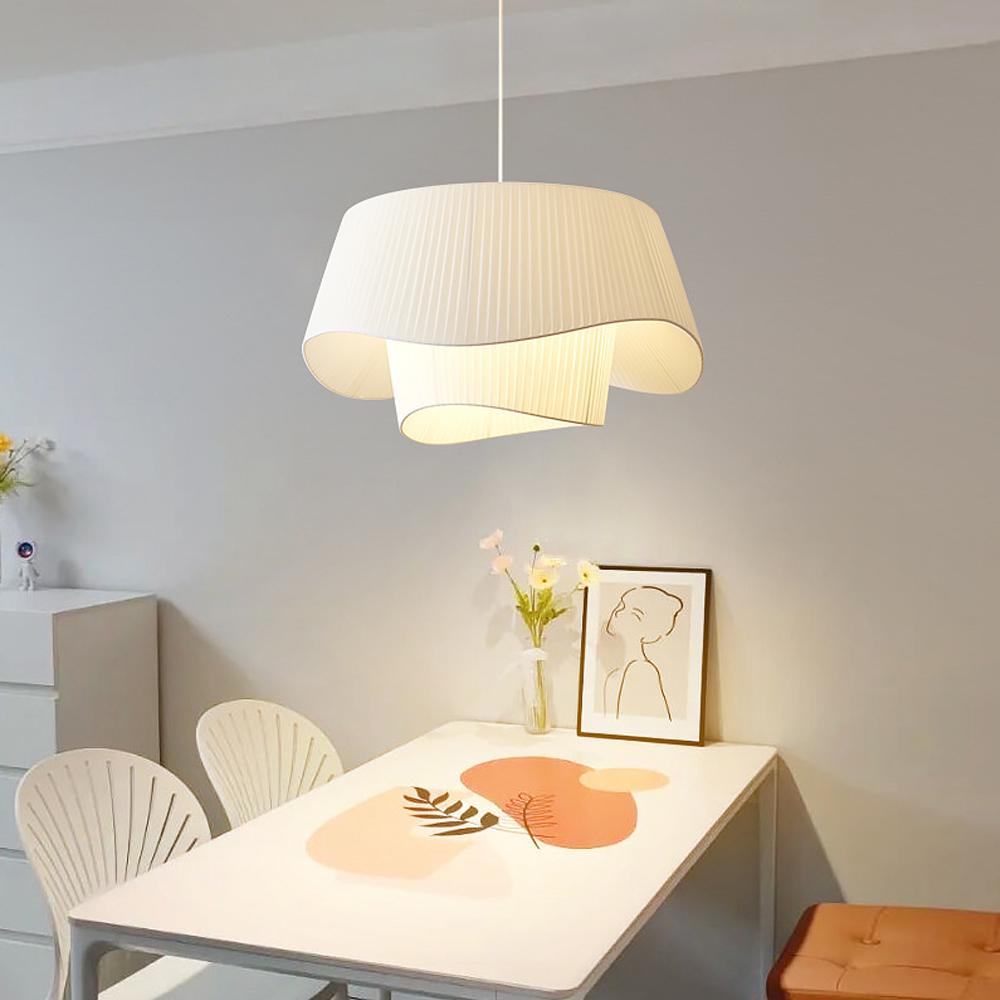 Bohemian Cream Living Room Fabric Pendant Light Makeover Home Decor Lamp