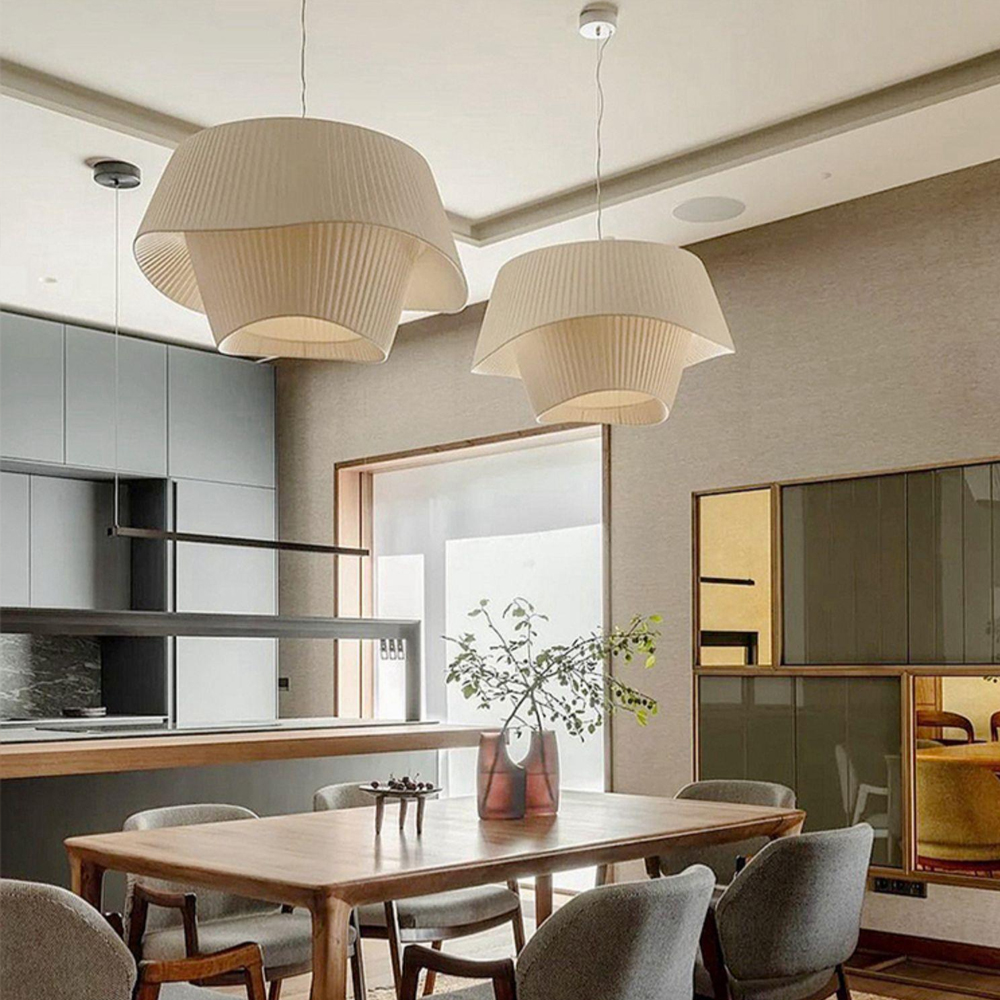 Bohemian Cream Living Room Fabric Pendant Light Makeover Home Decor Lamp