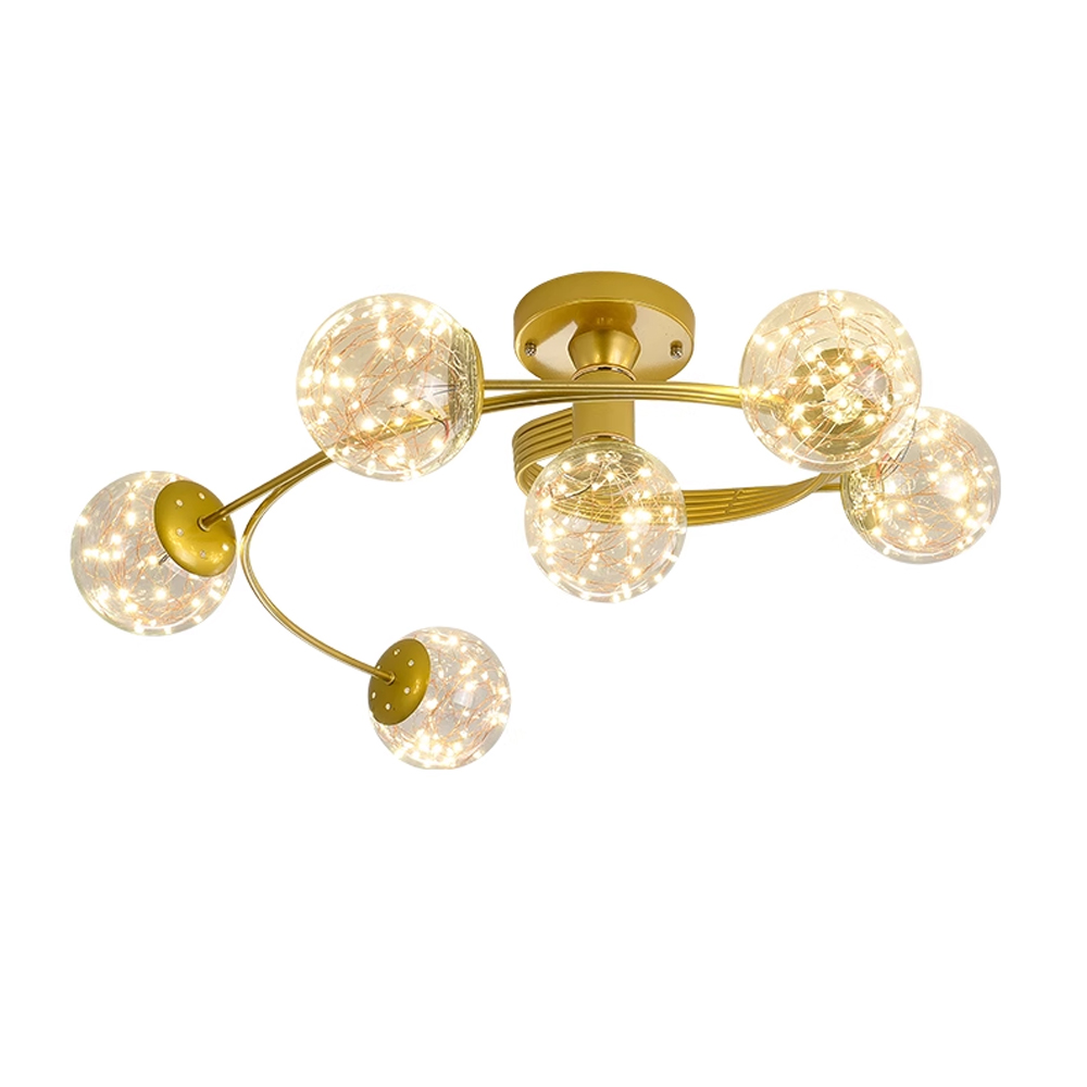 Nordic luxury star string chandelier glass bubble pendant lighting living room glass ball lamps