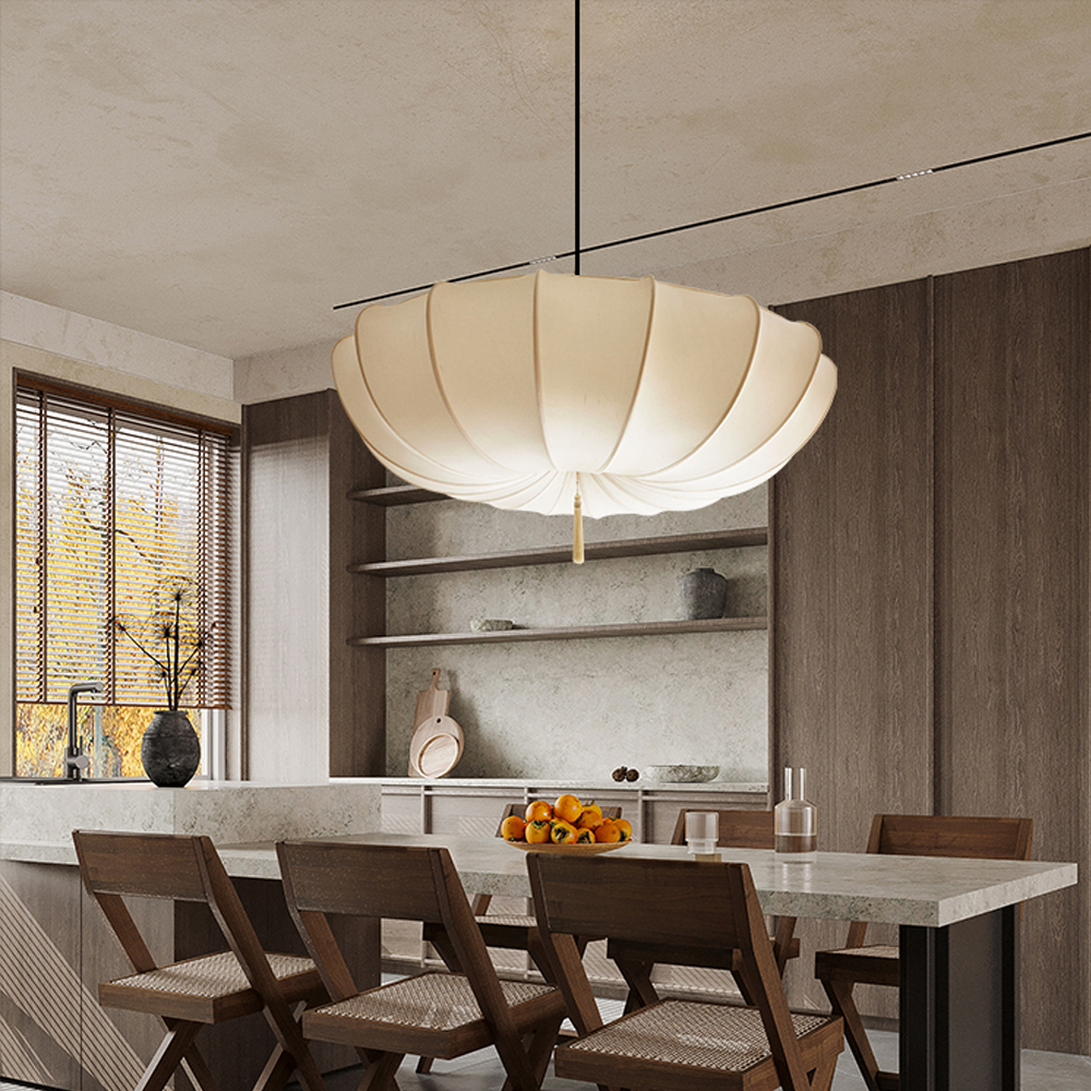 Nordic Medieval Fabric Pendant Lamp French Hotel Living Room Chandelier