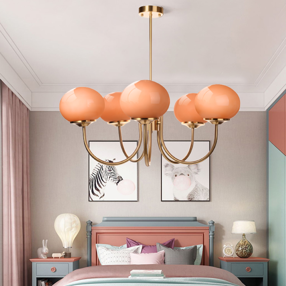 Bauhaus Living Room Chandelier Luxury Cream Pink Glass Pendant Light