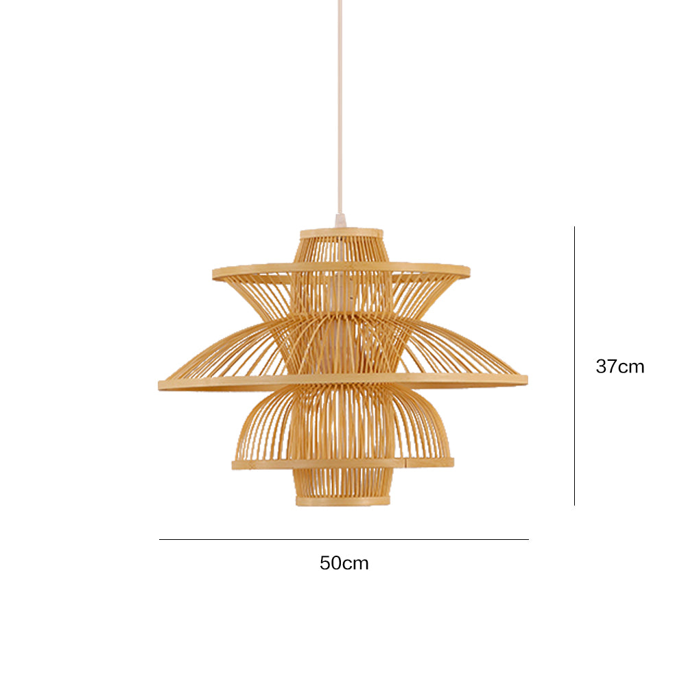 Bamboo Light Fixture Flower Lampshade Boho Deco Lamps