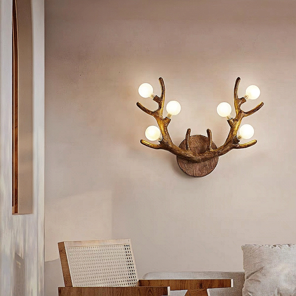 Nordic Creative Imitation Deer Horn Art  Atmosphere Wall Lamp