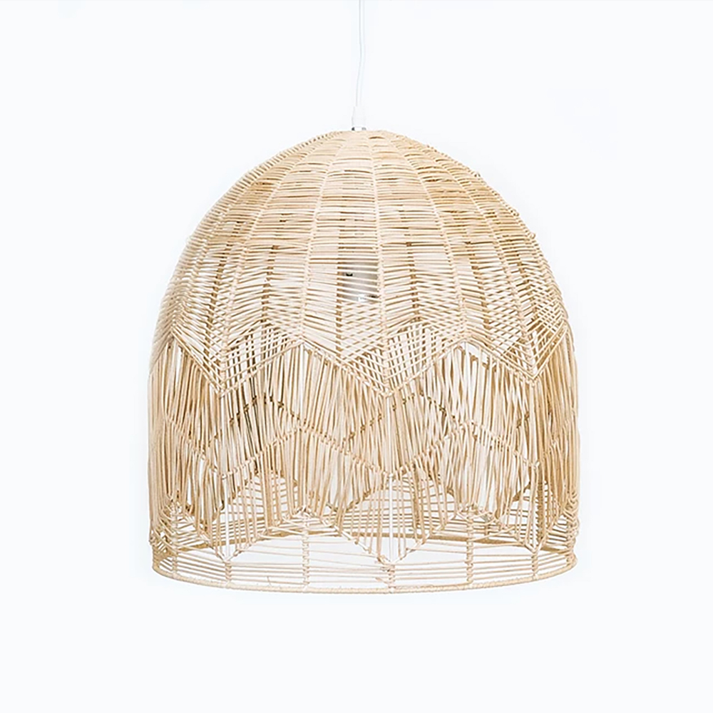 Hollow Rattan Pendant Light Fixture Bohemian Living Room Natural Wicker Lamp