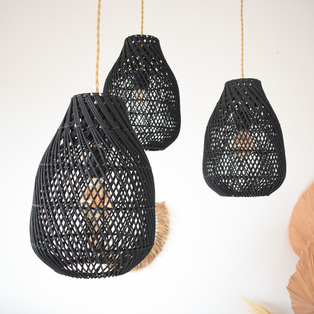 Boho Kitchen Lighting Fixture Unique Handmade Rattan Pendant Lamp Shade