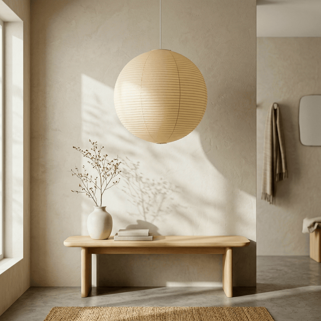 Japanese Simple Wabi-Sabi Ball Chandelier Inspired Paper Hanging Light