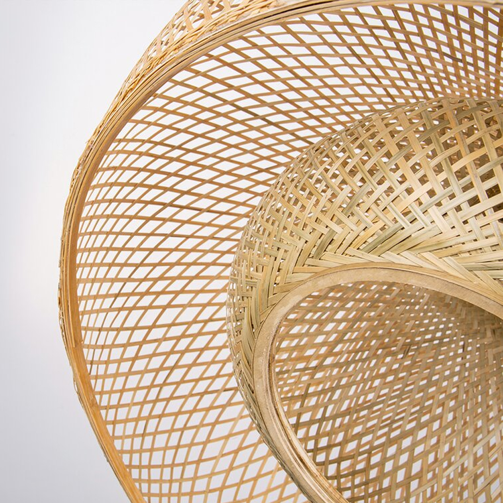 Japandi Home Decor Bamboo Ceiling Lamp Woven Rustic Pendant Lighting