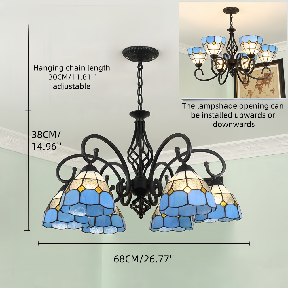 Mediterranean Style European Colored Glass Chandelier