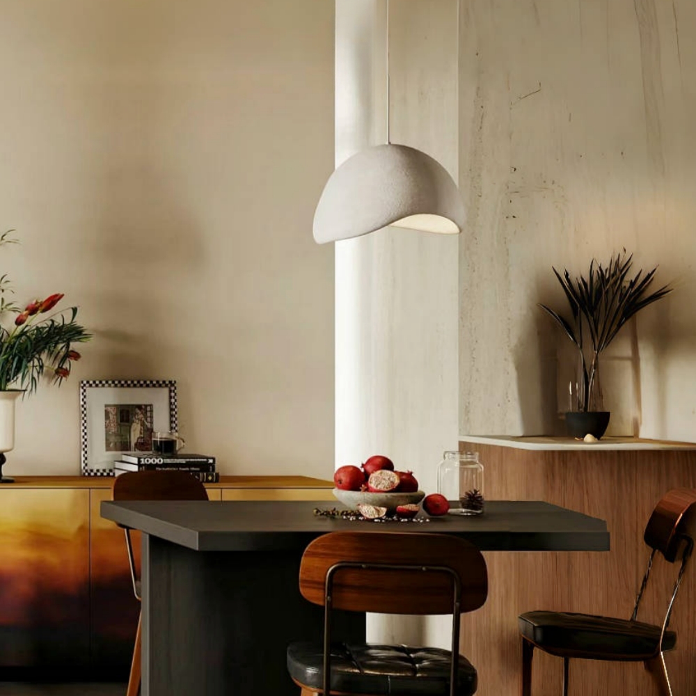 Nordic Japandi Living Room Handmade Oval Resin Chandelier Lamp