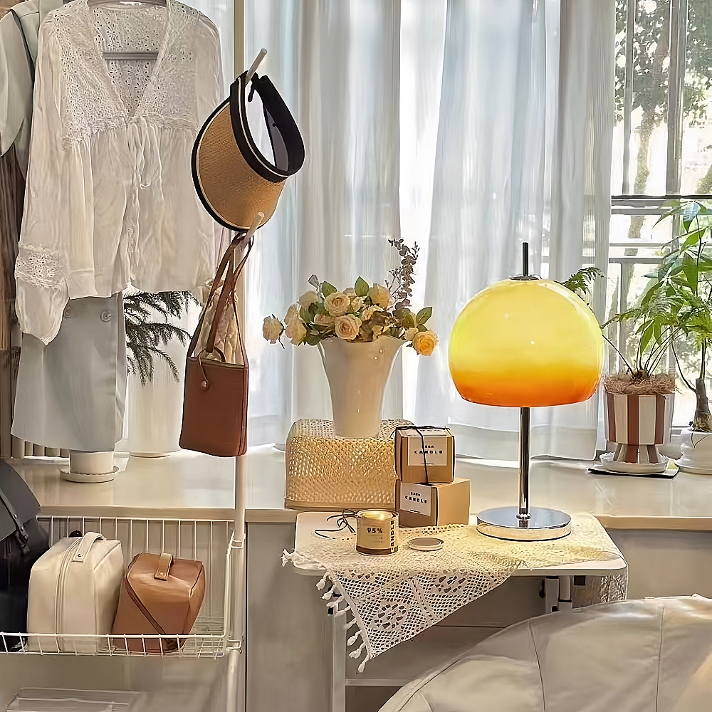 Bauhaus Glass Floor Lamp Mushroom Shape Medieval Living Room Retro Light