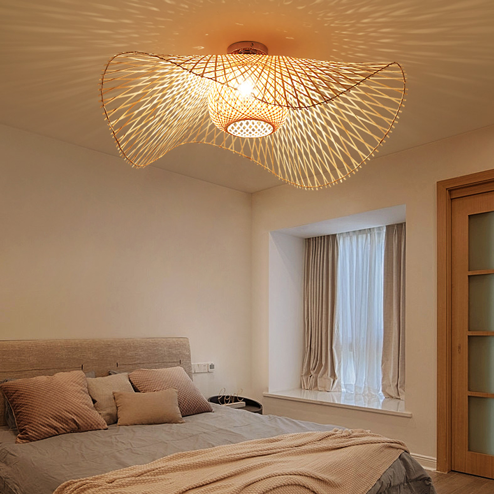 Large Hat-shape Bamboo Ceiling Light For Bedroom