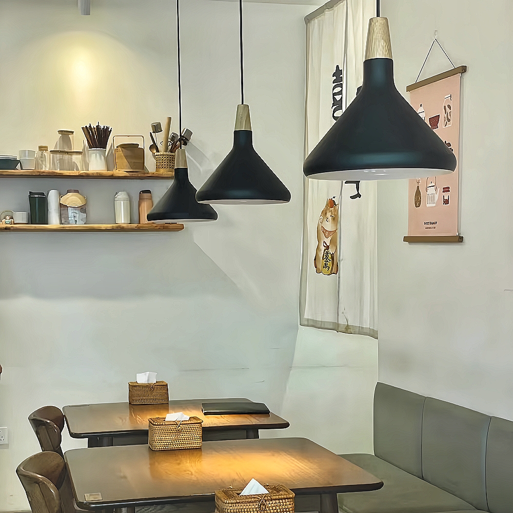 Danish macaron conical metal pendant light