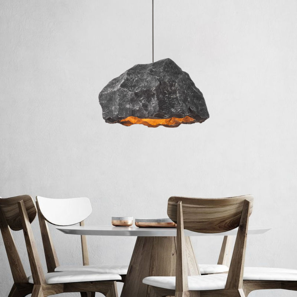 Wabi-sabi retro style imitation micro-cement irregular rock chandelier