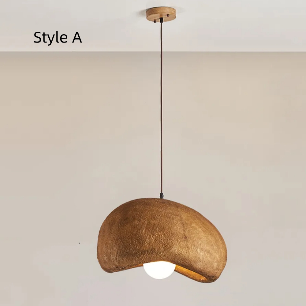 Japanese Dining Room Oval Pendant Light Wabi-sabi Home Decor Lamp Fixture