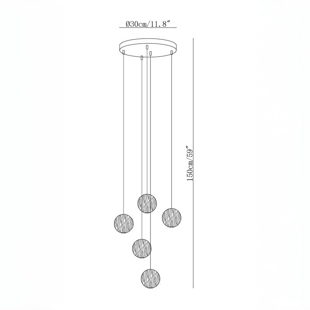 Nordic Wooden Spherical Cluster Pendant Light