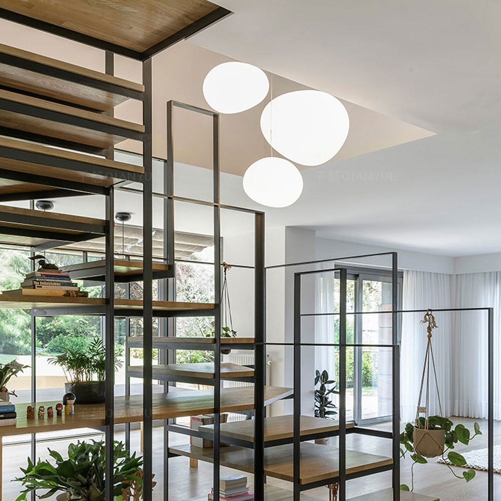 Danish Creative Pebble Chandelier Loft Apartment Duplex Spiral Staircase Pendant Light