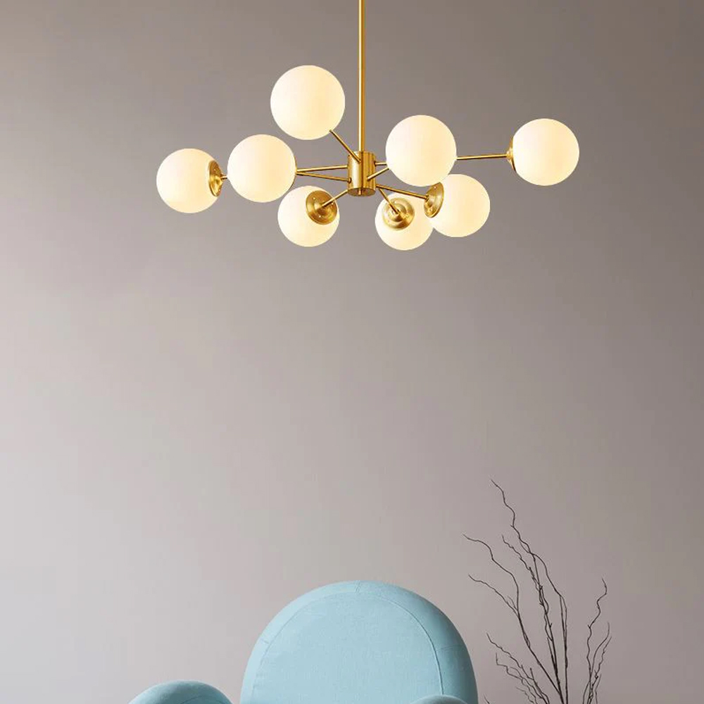 8-light Sputnik Gold Chandelier Brass Ceiling Light