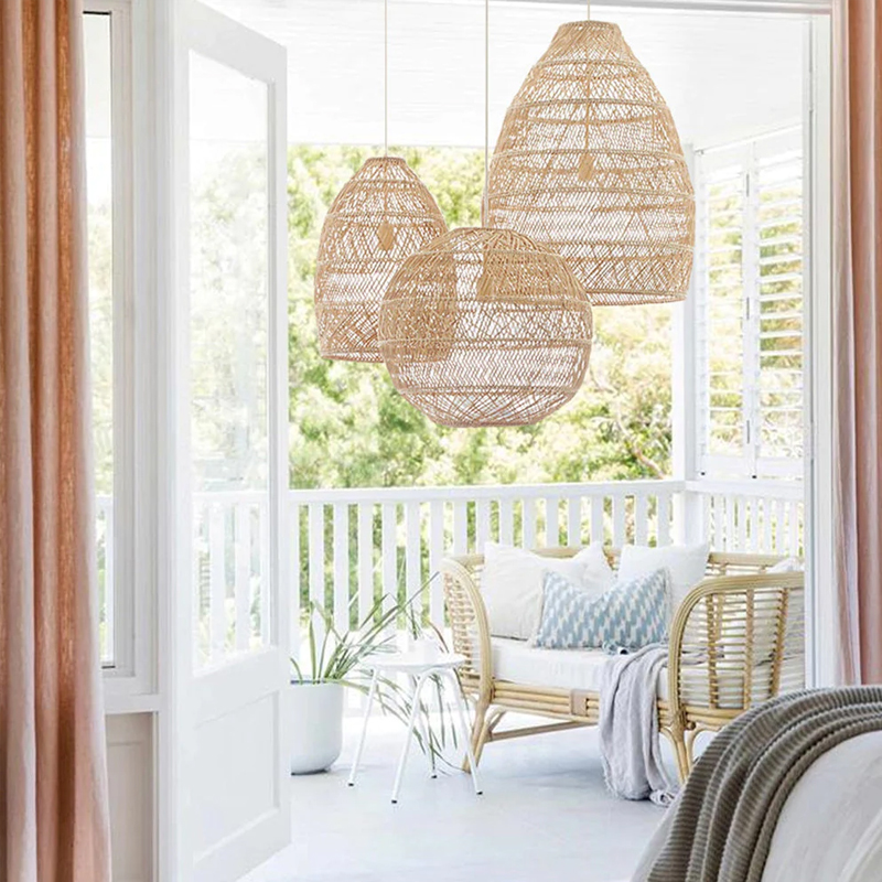 Basket Rattan Woven Lantern Chandelier Pendant Lamp Shade