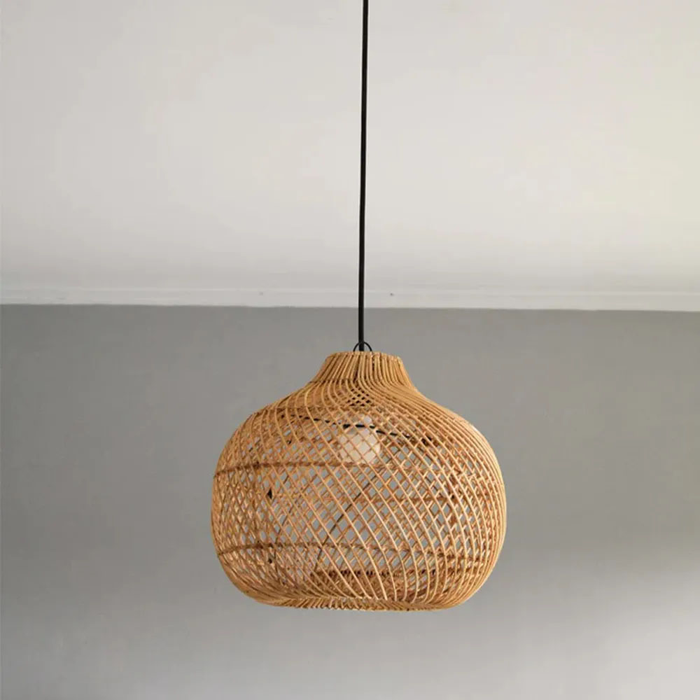 Scandinavian restaurant rattan chandelier hand-woven antique Japanese coastal pendant light