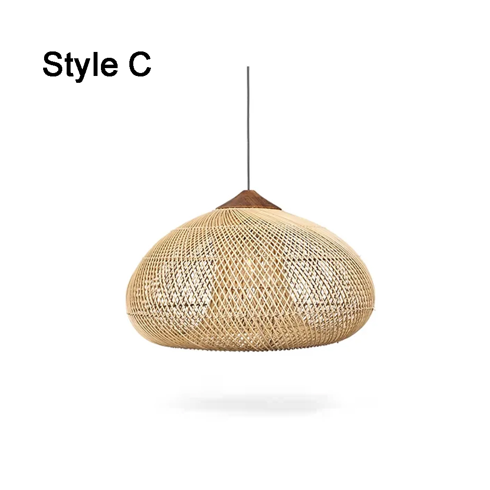 Rattan Pendant Light Wabi Sabi Style Retro Dining Room Chandelier