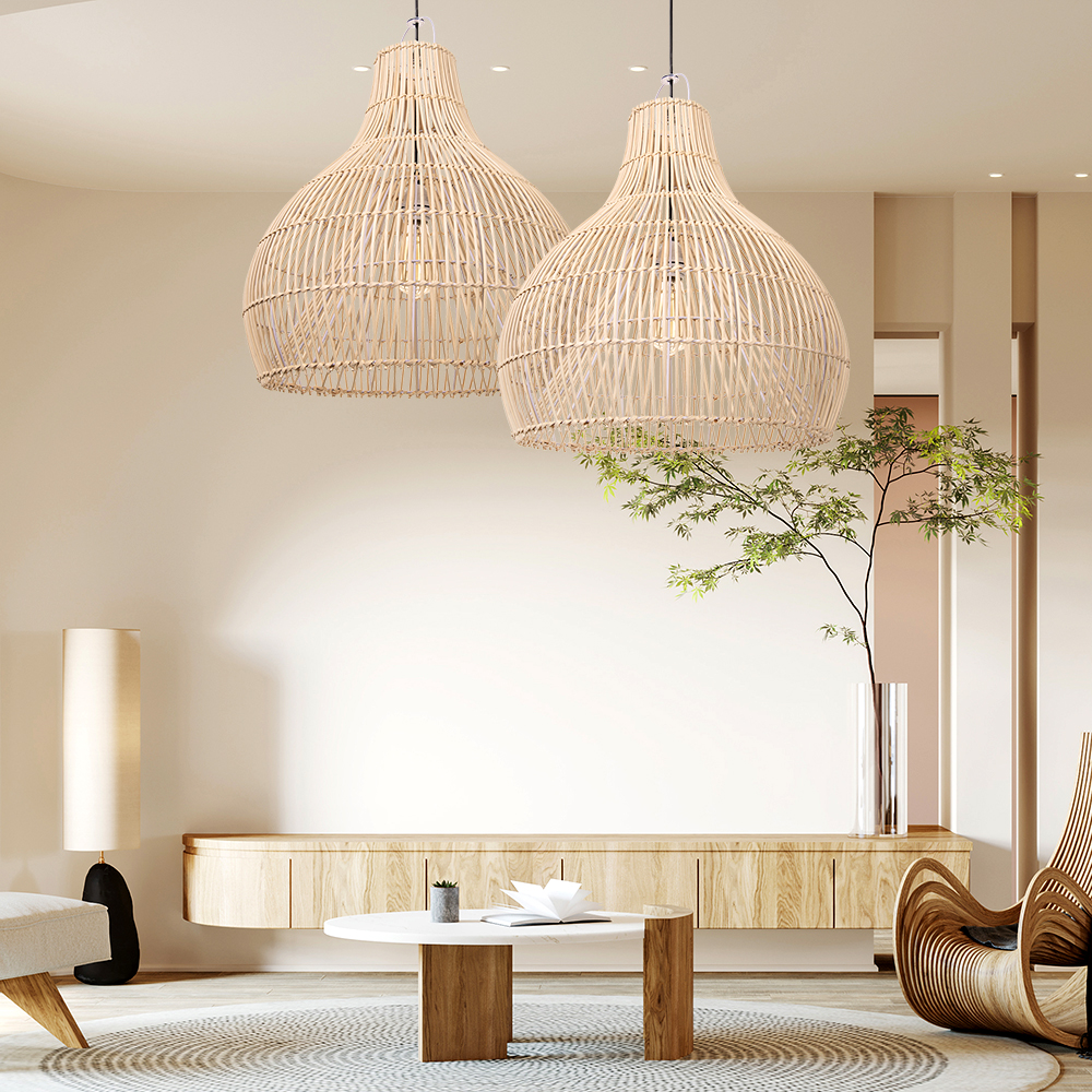 Boho Large Handmade Rattan Pendant Light