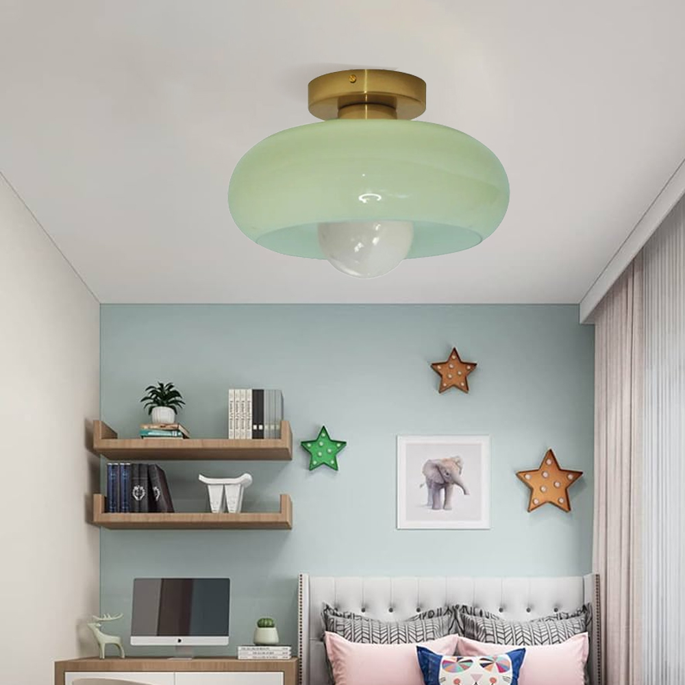 Retro Balcony Room Glass Ceiling Lamp Medievil Entrance Hall Bauhaus Corridor Aisle Study Light Fixture