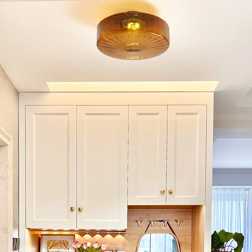 Bauhaus Glass Ceiling light French Medieval Water Ripple Aisle Lamp