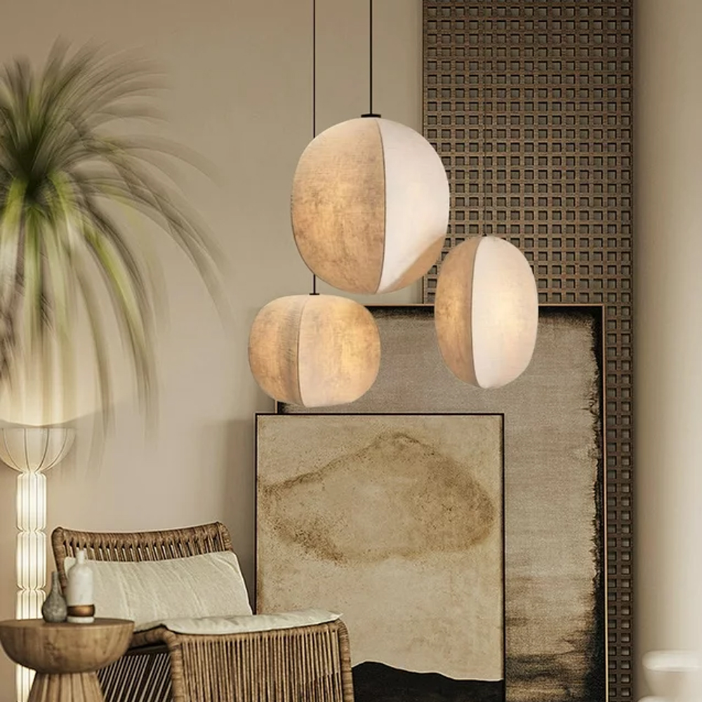 Wabi-sabi Style Living Room Fabric Chandelier Japanese Homestay Light Fixture