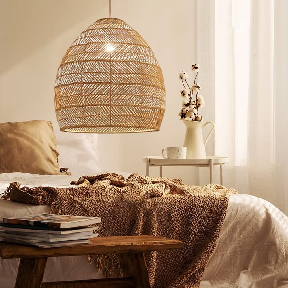 Babodecor Florida Dining Room Rattan Pendants Light Fixture, image size:1000x1000