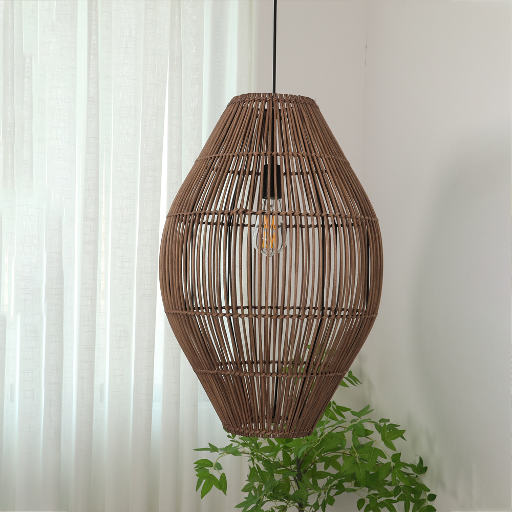 Wabi-sabi Retro Rattan Chandelier Living Room Restaurant Ancient Pendant Lamp