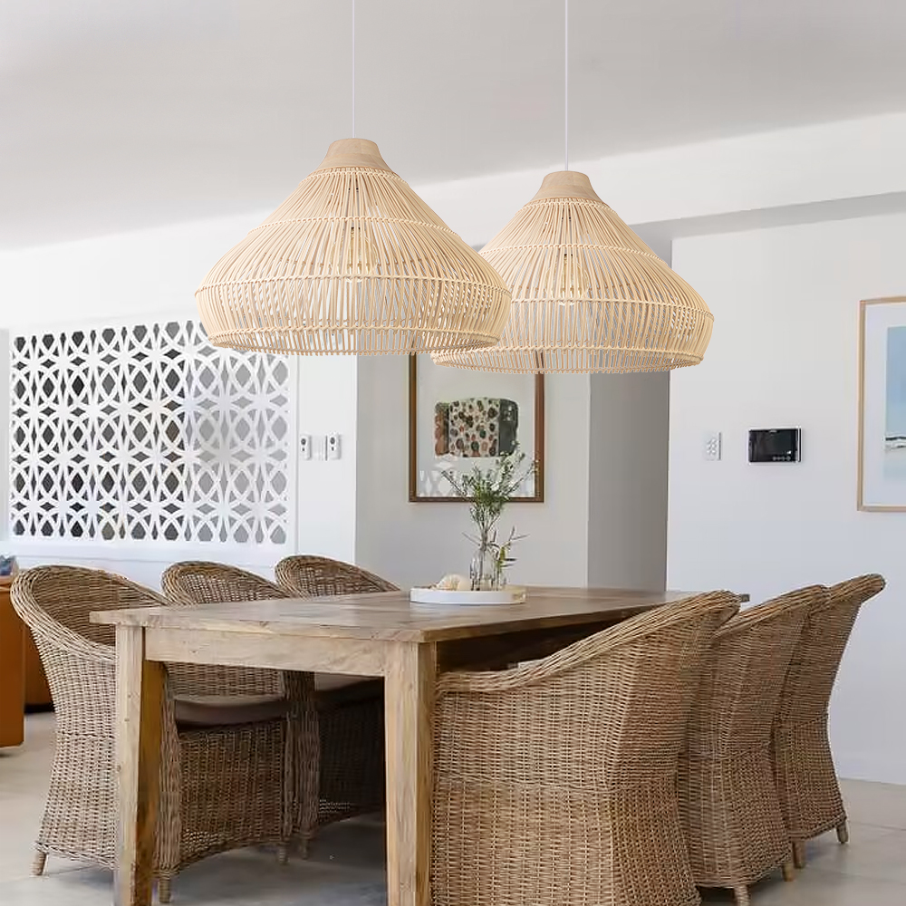 Bohemia rattan pendant light handmade ceiling light fixture for dining room kitchen
