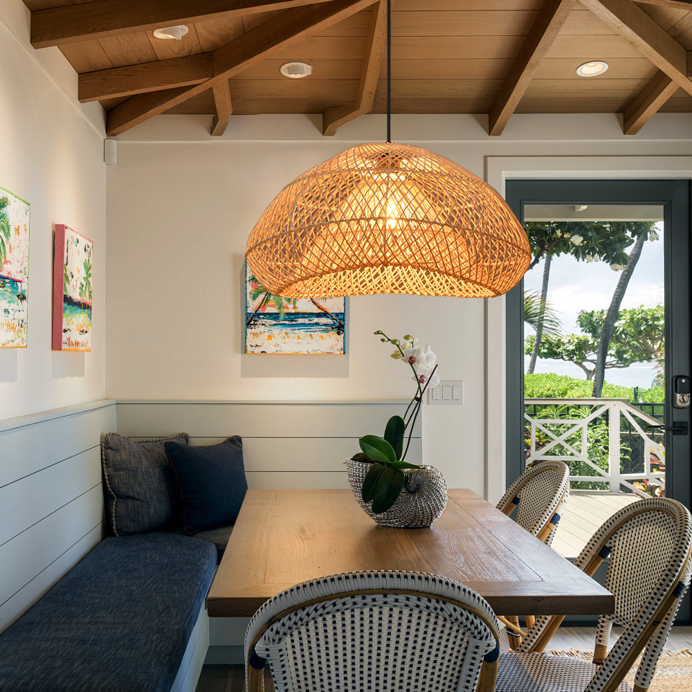 Wabi-Sabi Style Japanese Rattan Pendant Light Fixture For Living Room