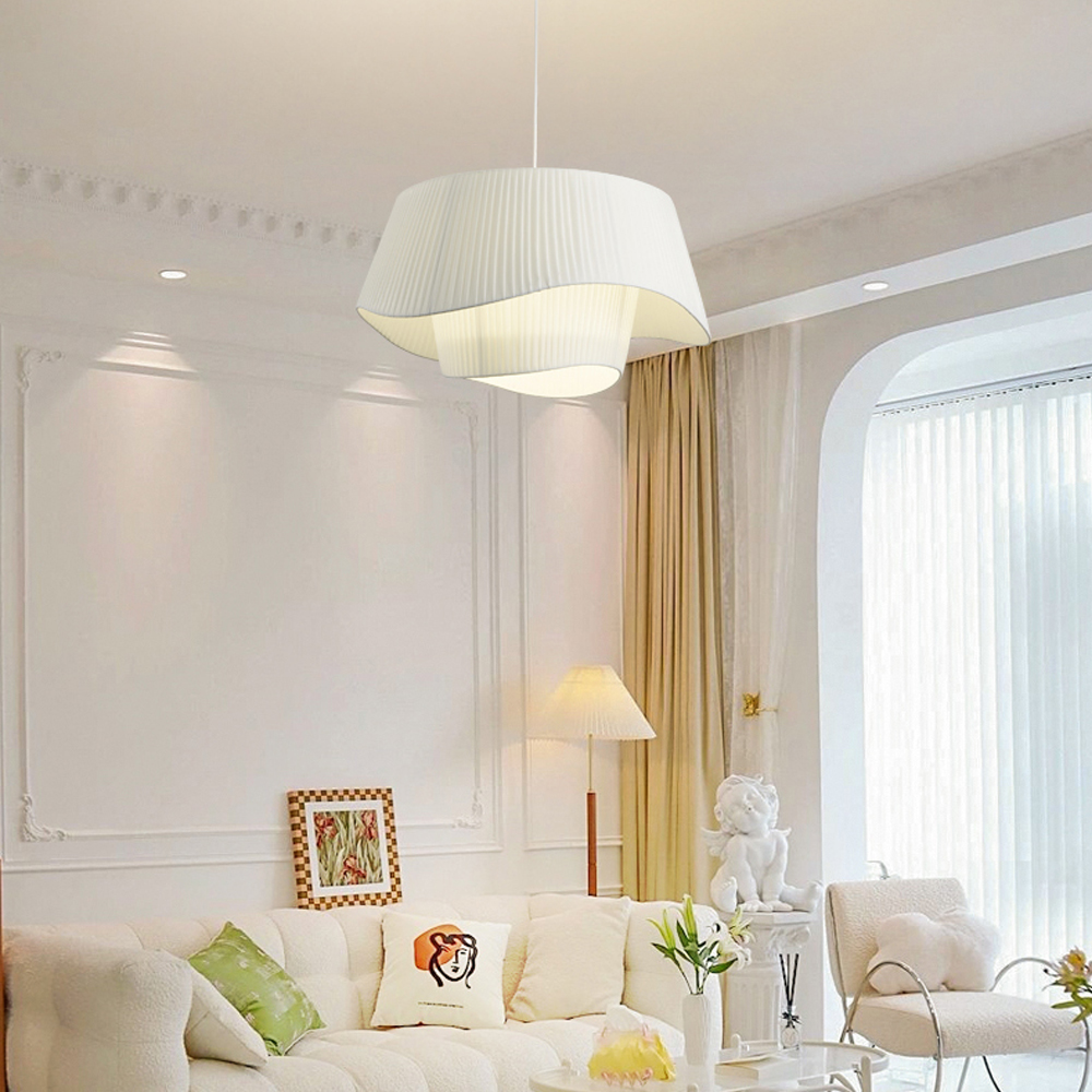 Bohemian Cream Living Room Fabric Pendant Light Makeover Home Decor Lamp