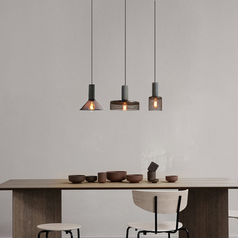 Industrial Style Pendant Lamps Nordic Restaurant Cement Hollow Metal Chandelier