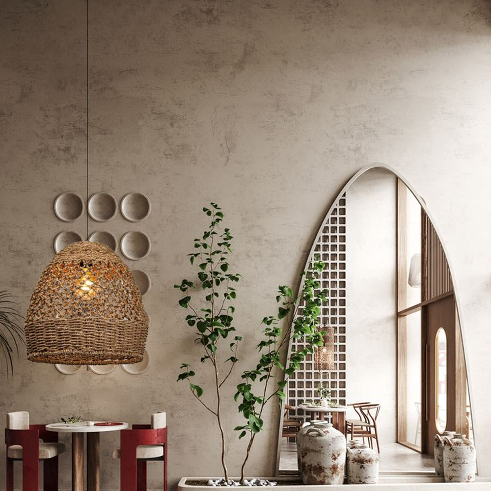 Natural Seagrass Lampshade Rattan Pendant Light Handmade Lamp Fixture