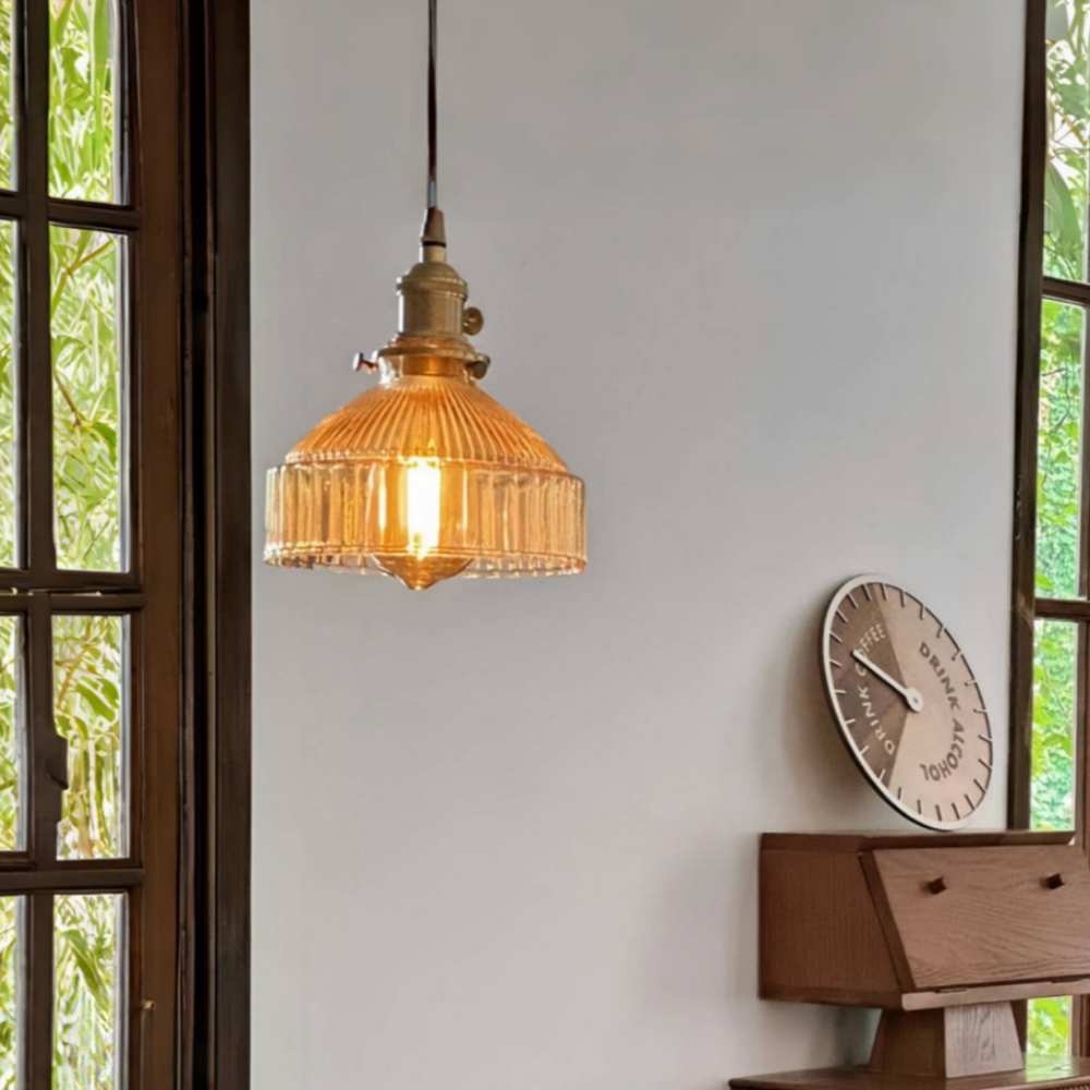 Nordic Retro Brass Glass Chandelier Creative Coffee Shop Bedroom Lighting