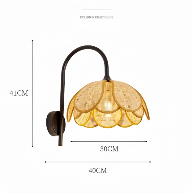 Japanese Wabi Sabi Style Rattan Woven Petal Wall Lamp