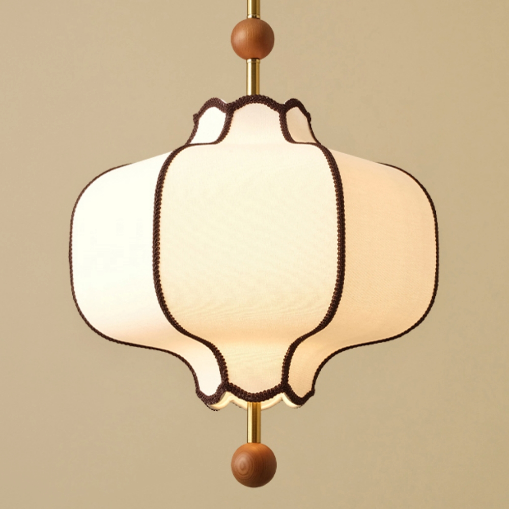 French Retro Style Bedroom Lace Fabric Pendant Light