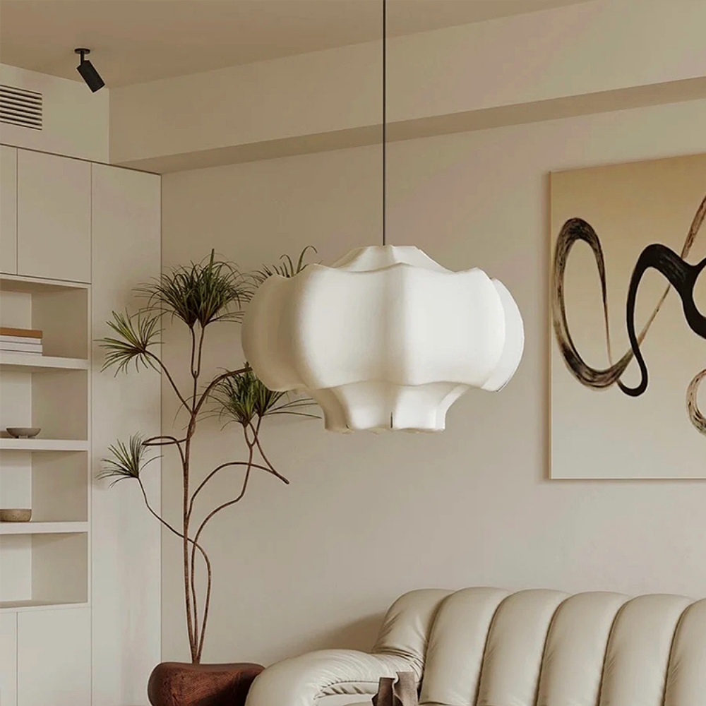 Retro Wabi-sabi Style Dining Room Hanging Lamp Art Imitation Silk Chandelier