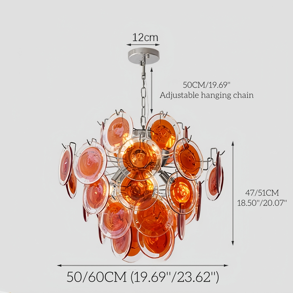 Italian Style Vintage Colored Multi-Layer Handmade Glass Pendant Light