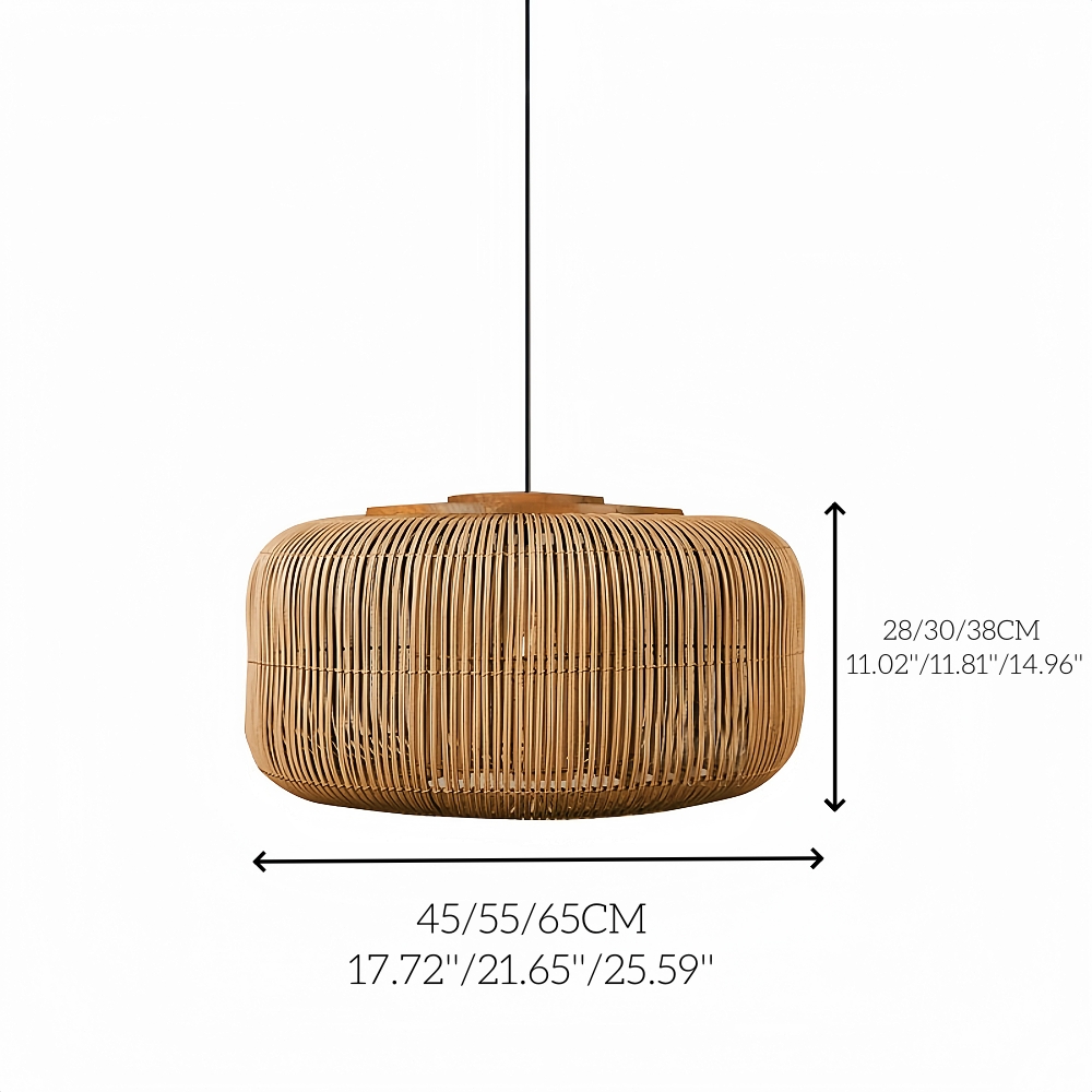 Retro Style Capsule Shaped Rattan Pendant Light Dining Living Room