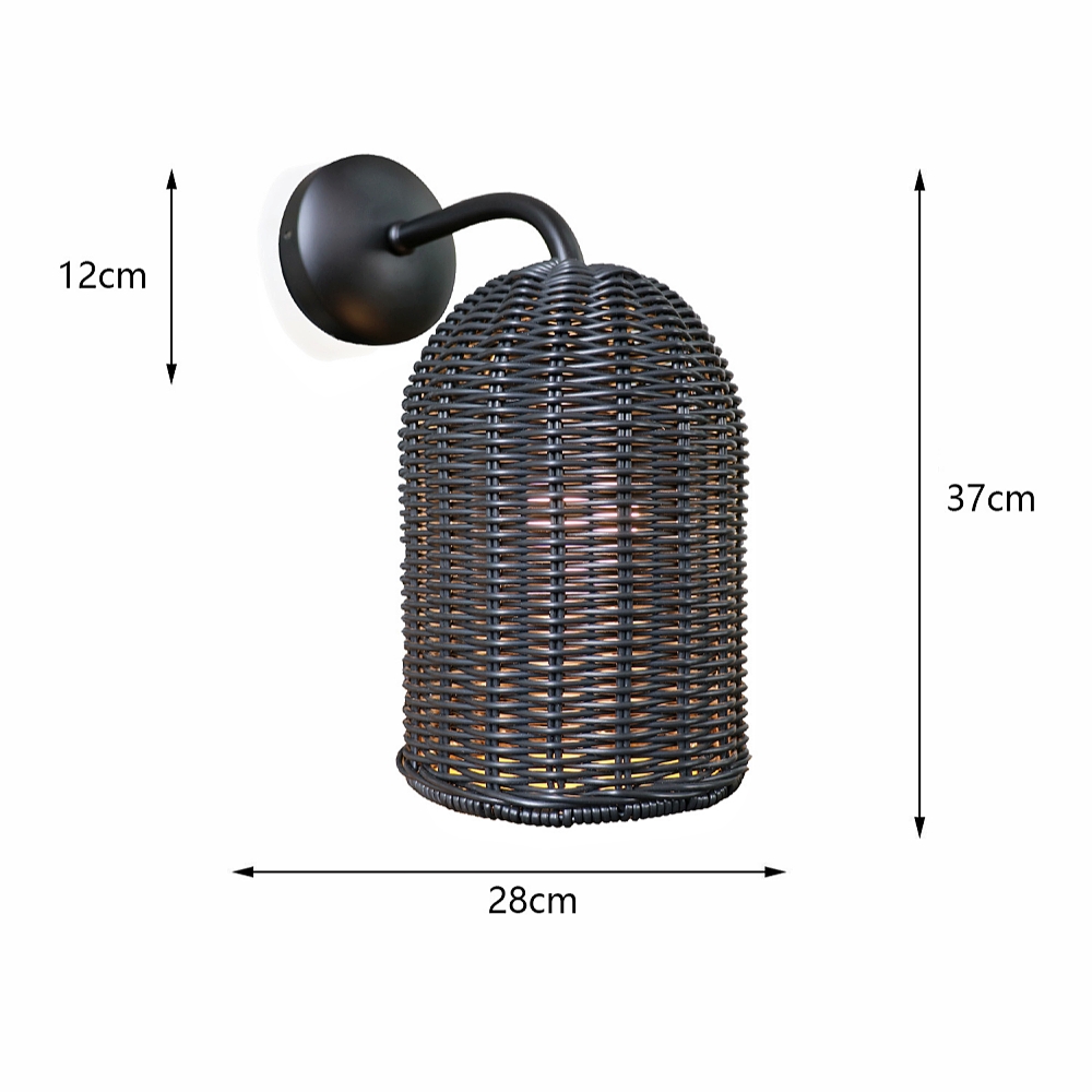 Woven Rattan Waterproof Outdoor Wall Lamp For Courtyard
