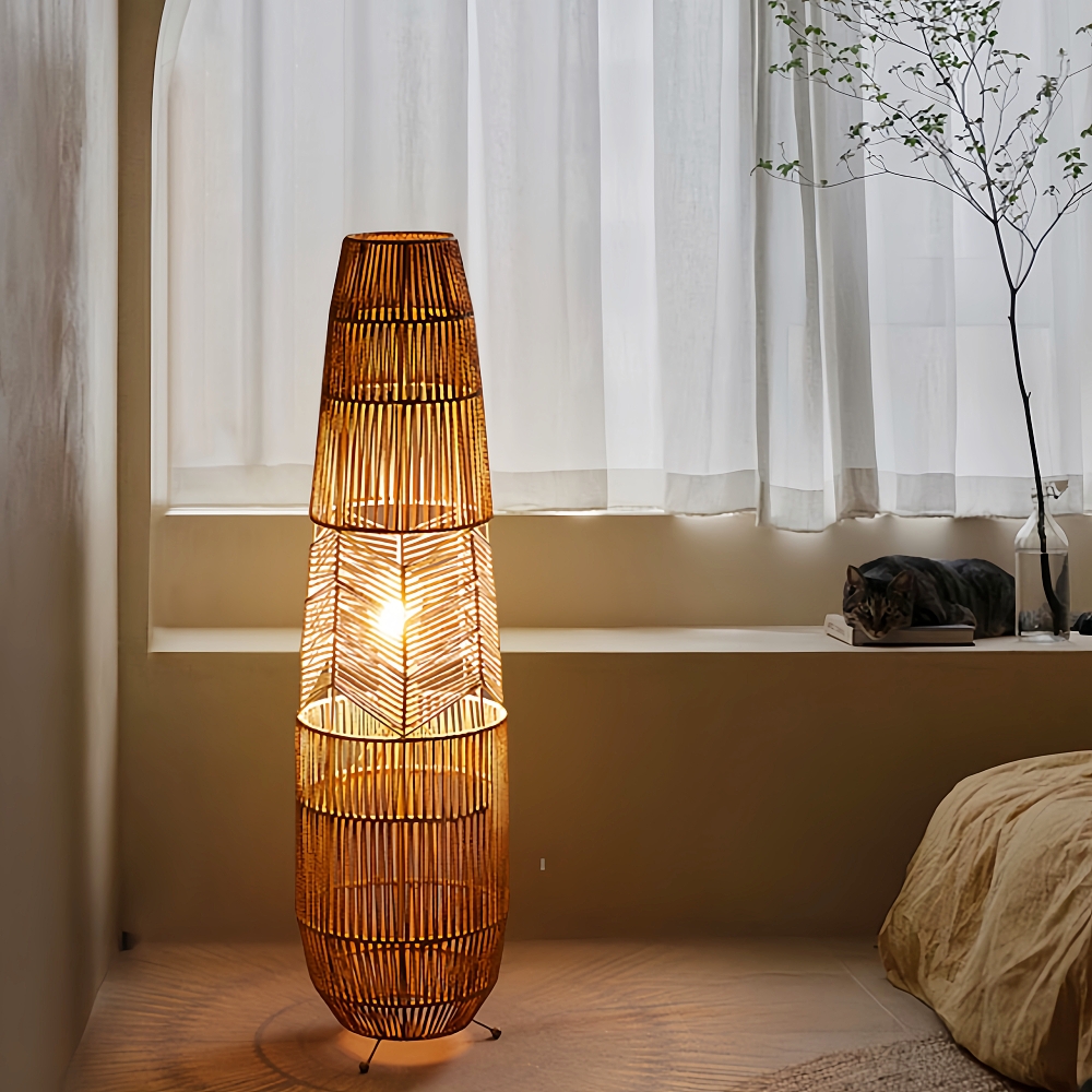 Wabi Sabi Style Handmade Woven Rope Woven Floor Lamp