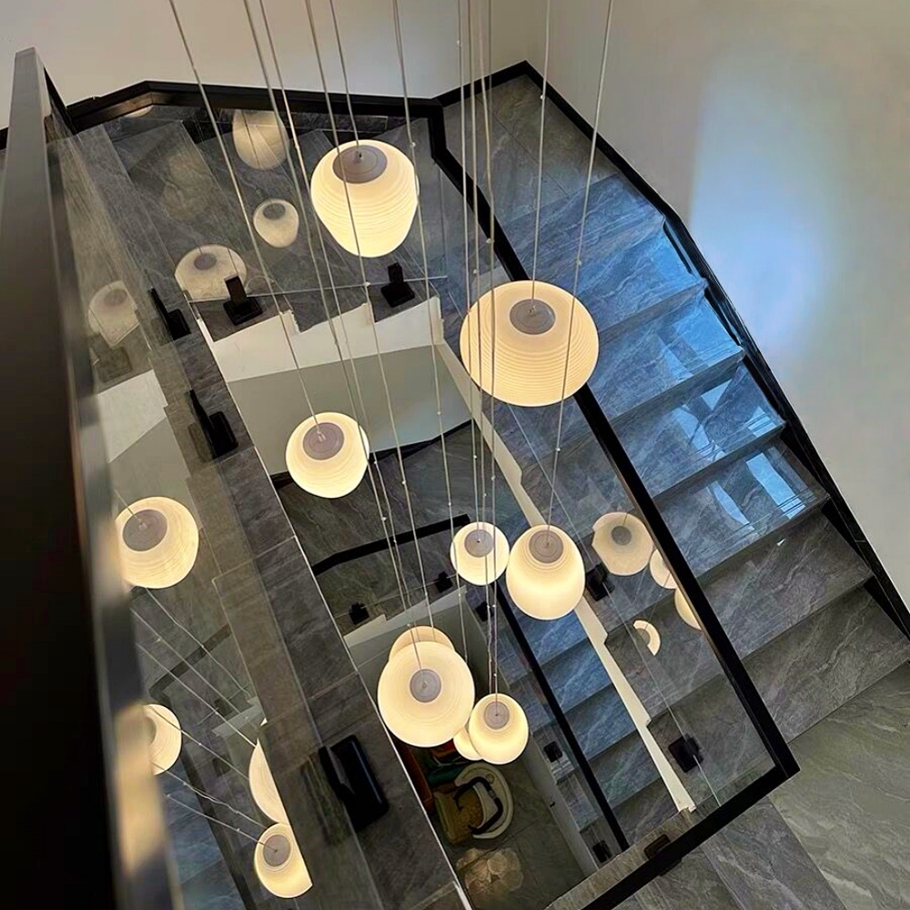 Danish Creative Cocoon Glass Chandelier Light Loft Duplex Staircase Glass Lighting Fixture