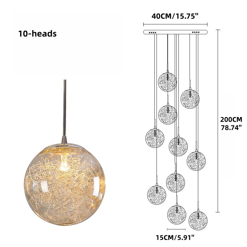 Villa Hollow Staircase Long Chandelier Modern Grand Foyer Lighting